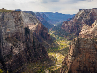 Autumn view of Zion Canyon from Observation Point
