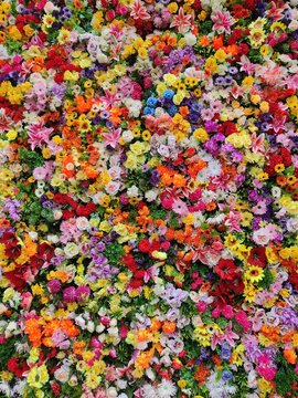 Fototapeta Vertical background of flowers. Colorful panel.