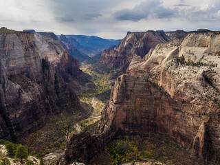Autumn view of Zion Canyon from Observation Point