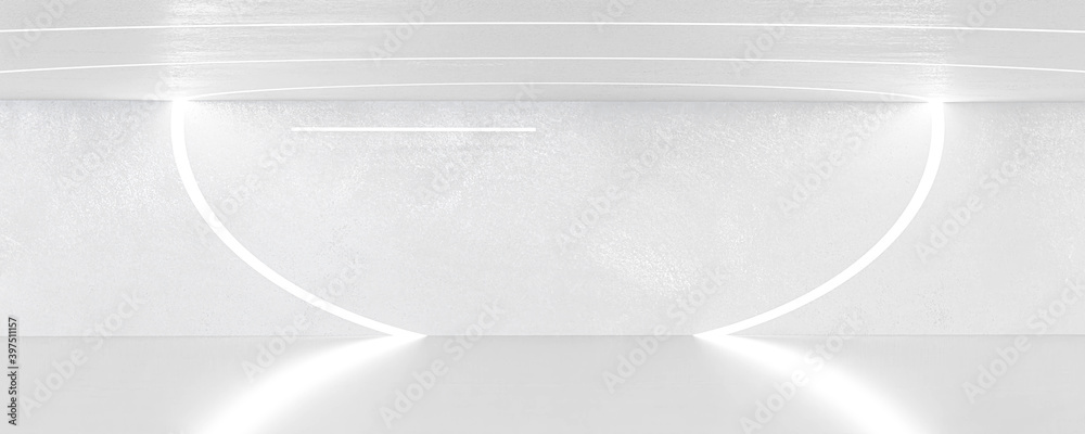 Wall mural abstract white technolgy science fiction futuristic design artificial lighting white wall render wit