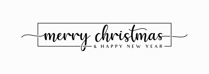 Merry Christmas Handwriting Lettering Calligraphy with Black Text Color, isolated on white background. Vector Graphic Illustration for Banner, Poster, Greeting cards, Web, Presentation. © Rtn_Studio