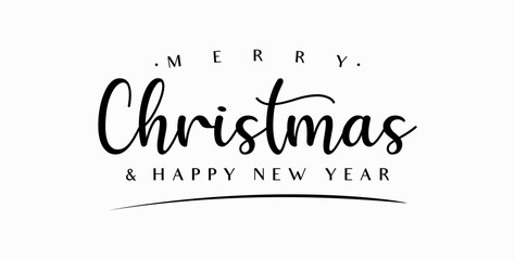 Merry Christmas Handwriting Lettering Calligraphy with Black Text Color, isolated on white background. Vector Graphic Illustration for Banner, Poster, Greeting cards, Web, Presentation.