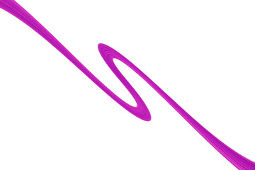 Swirled long magenta hair strand on white, isolated