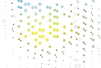 Light Green, Yellow vector layout with bright snowflakes.