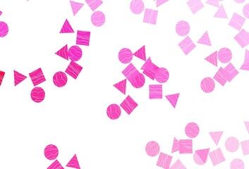 Light Pink vector layout with circles, lines, rectangles.