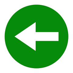White left arrow icon on green background round shape