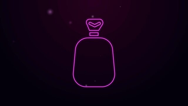 Glowing neon line Full sack icon isolated on black background. 4K Video motion graphic animation.