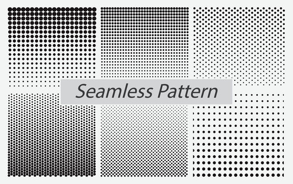 set of dotted seamless pattern or halftone dot pattern seamless or gradient smooth dot halftone concept. eps 10 vector, easy to modify