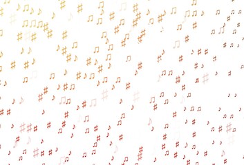 Light Red, Yellow vector texture with musical notes.