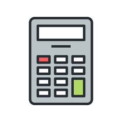 Calculator vector icon in flat design style. Accounting, math sign.