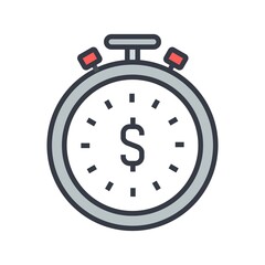 Time is money concept icon. Flat vector illustration.