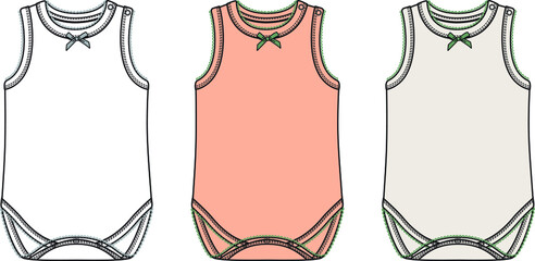flat sketch clothes for baby girls.