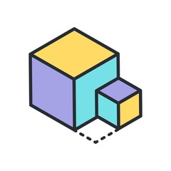 Creative cubes abstract design concept. Solution puzzle icon.