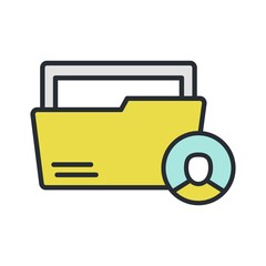 Student personal folder icon in flat design style.