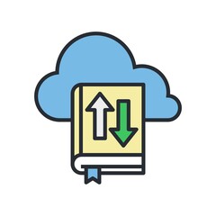Ebook download and upload to cloud vector icon.