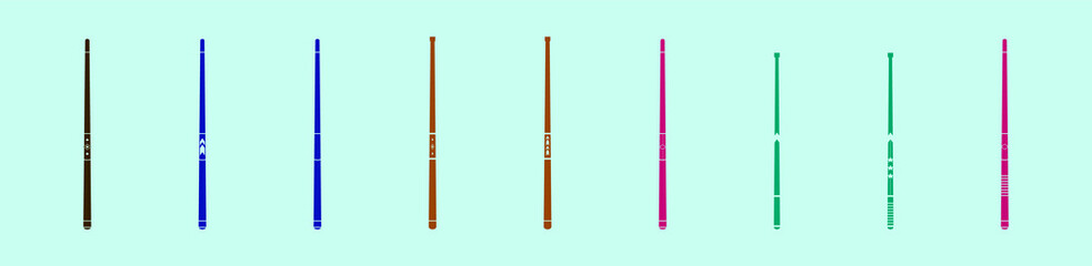 set of pool stick cartoon icon design template with various models. vector illustration isolated on background