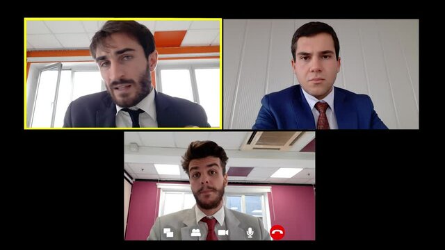 three colleagues chatting on video call about the problems with the new boss