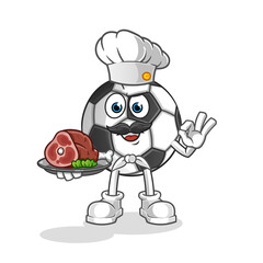 ball chef with meat mascot. cartoon vector