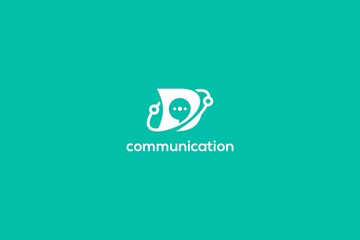 Obraz premium Creative vector of bubble chat with dot connection communication icon symbols. Abstract graphic social media communication logo design ideas.
