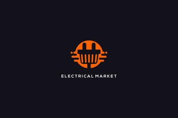 Fototapeta na wymiar abstract unique electrical market logotype, creative vector based icon template.