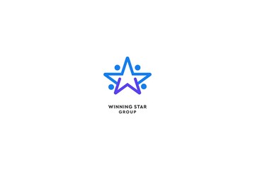 abstract letter W with star and teamwork logotype. creative vector based icon template.