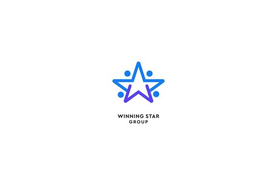 abstract letter W with star and teamwork logotype. creative vector based icon template.