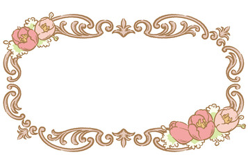 チューリップの花を使ったアンティークな装飾フレーム。ベクター素材
