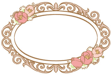 チューリップの花を使ったアンティークな装飾フレーム。ベクター素材