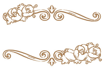 チューリップの花を使ったアンティークな装飾フレーム。ベクター素材