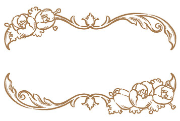 チューリップの花を使ったアンティークな装飾フレーム。ベクター素材