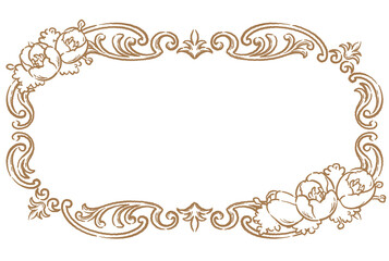チューリップの花を使ったアンティークな装飾フレーム。ベクター素材