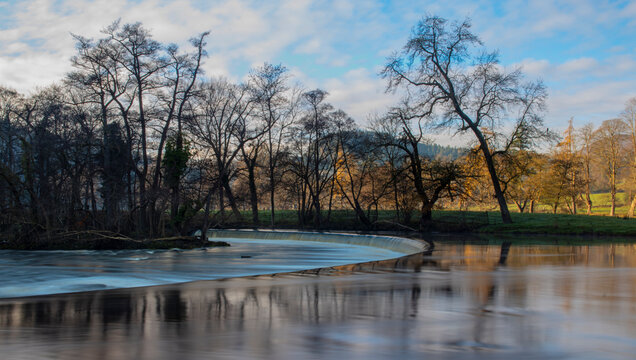 a view from the side of horseshoe falls near Llangollen