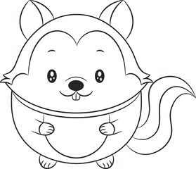 cute squirrel drawing sketch for coloring