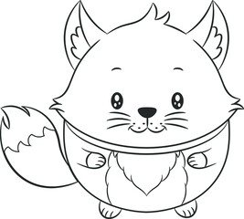 cute fox drawing sketch for coloring