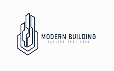 Modern Building Logo Design. Abstract Architecture Formed From an Abstract Line. Flat Vector Logo Design.