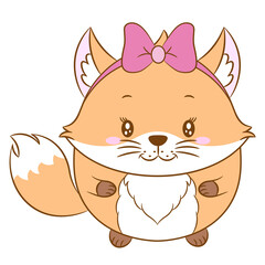 cute fox drawing with sweet tail