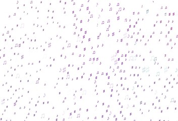 Light Purple vector texture with musical notes.