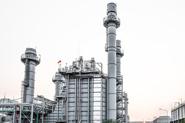 Glow light of petrochemical industry on sunset and Twilight sky ,Power plant,Energy power station area