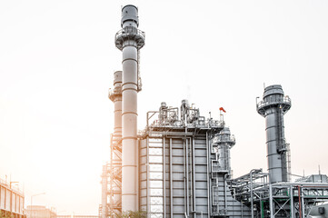 Glow light of petrochemical industry on sunset and Twilight sky ,Power plant,Energy power station area
