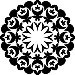 Abstract vector black and white illustration round beautiful ornament. Decorative vintage ethnic mandala pattern. Design element for tattoo or logo.