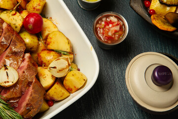 potatoes cooked in a white ceramic plate