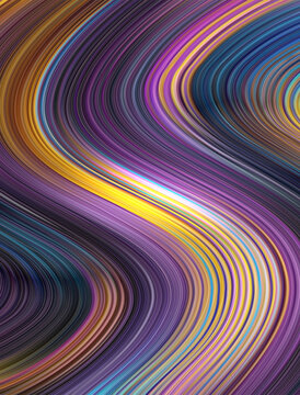 Abstract striped wavy shape with glowing line background © bramantya