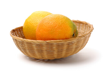 Orange fruit on the white background