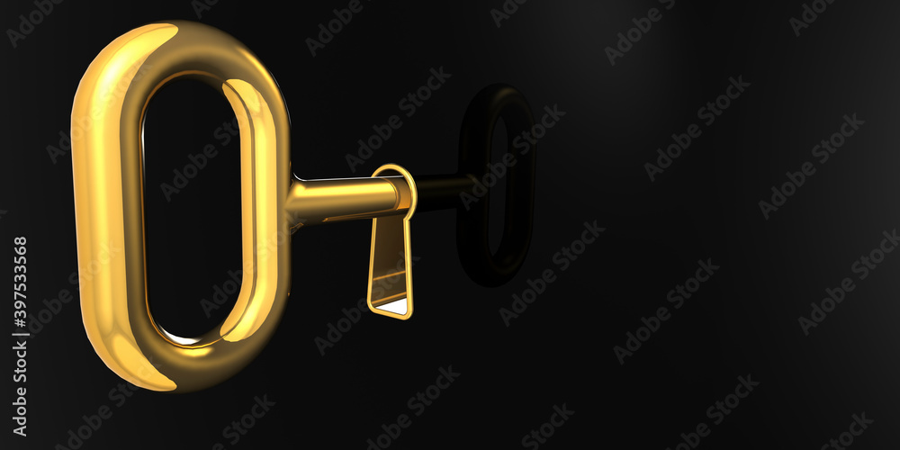 Wall mural Golden house key isolated