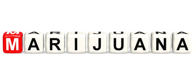 Marijuana word with cube blocks