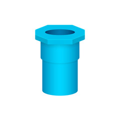 Obraz premium PVC plastic pipe fitting vector icon. Adapter with slip socket opening one end and female NPT thread. Part for installation in pipeline system for plumbing, drainage, waste, vent and water supply.