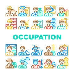 Male Occupation Job Collection Icons Set Vector