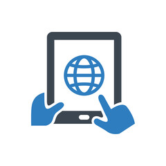 Browsing internet on tablet icon