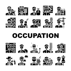 Fototapeta premium Male Occupation Job Collection Icons Set Vector