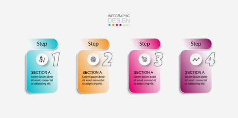 Simple 4 step squares are used to present or explain a plan. infographic design.